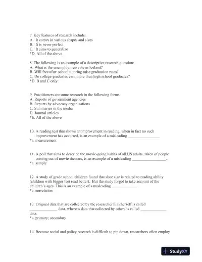 Research Methods in Practice: Strategies for Description and Causation Second Edition Test Bank - Page 3 preview image