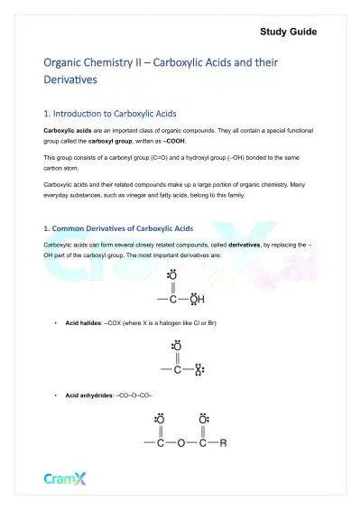 Organic Chemistry II - Carboxylic Acids and their Derivatives - Page 1 preview image