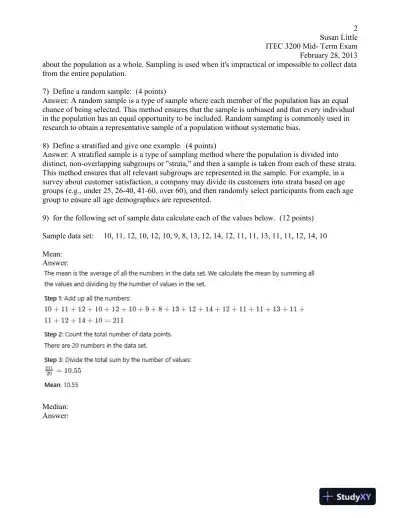 ITEC 3200 Quality Control and Statistical Analysis. Mid-Term Exam - Page 3 preview image