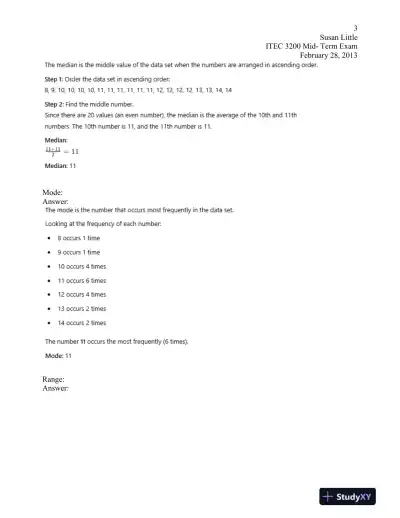 ITEC 3200 Quality Control and Statistical Analysis. Mid-Term Exam - Page 4 preview image