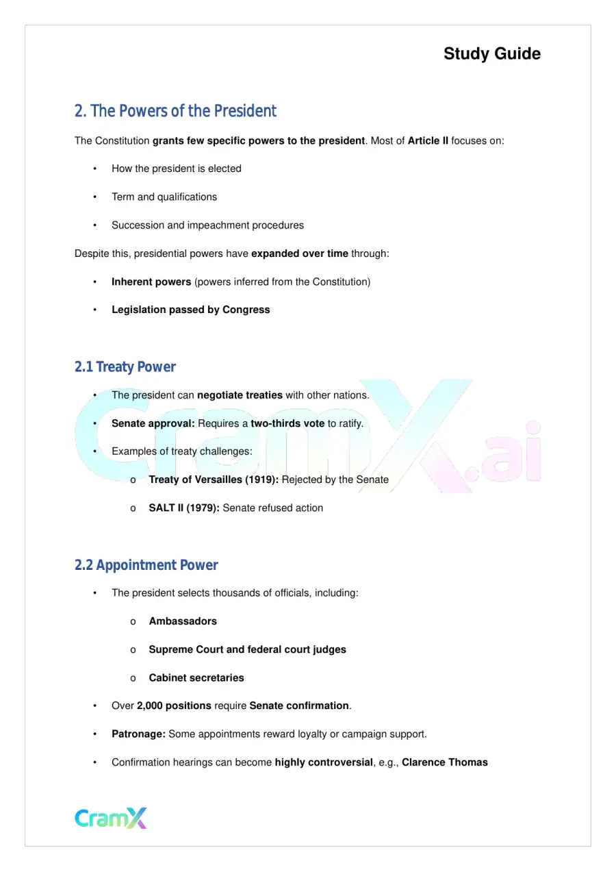 American Government - The President, page 2