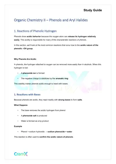 Organic Chemistry II - Phenols and Aryl Halides - Page 1 preview image