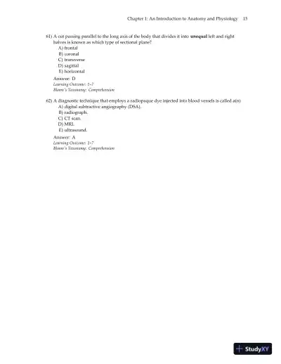 Test Bank for Essentials of Anatomy and Physiology , 7th Edition - Page 18 preview image