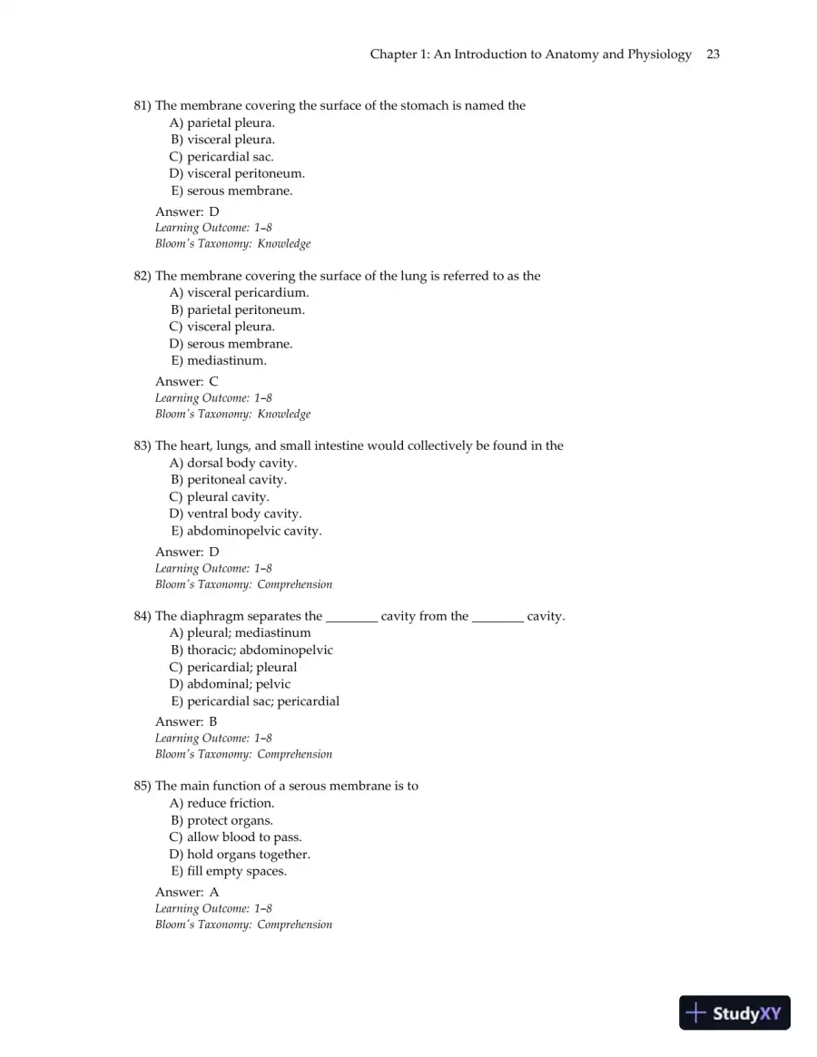 Test Bank for Essentials of Anatomy and Physiology , 7th Edition, page 26