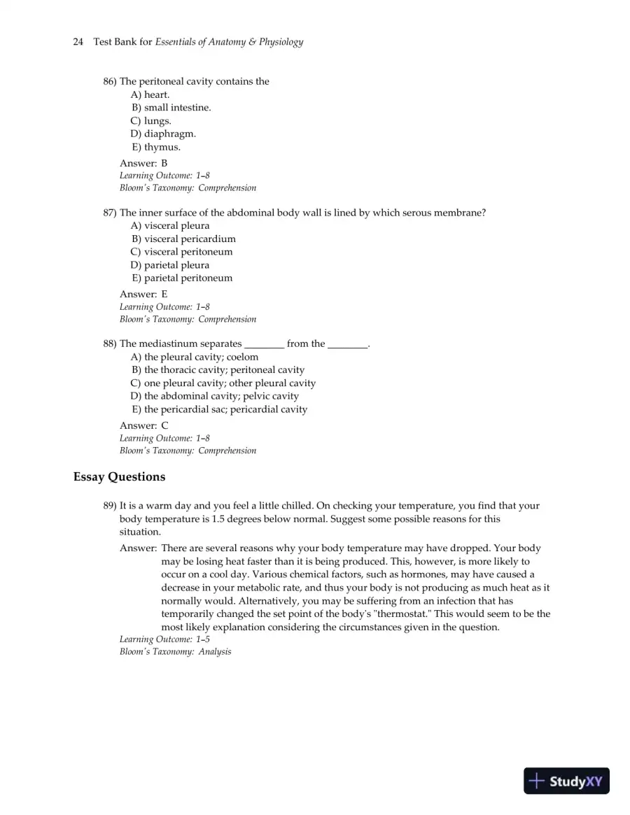 Test Bank for Essentials of Anatomy and Physiology , 7th Edition, page 27