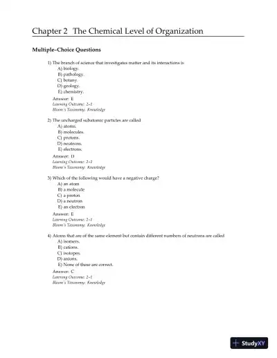 Test Bank for Essentials of Anatomy and Physiology , 7th Edition - Page 28 preview image