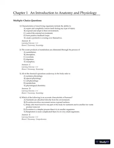 Test Bank for Essentials of Anatomy and Physiology , 7th Edition - Page 4 preview image