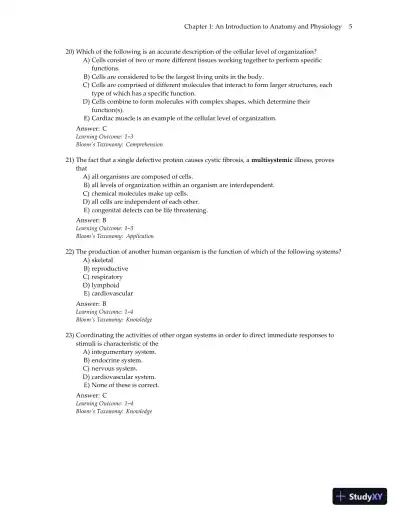 Test Bank for Essentials of Anatomy and Physiology , 7th Edition - Page 8 preview image