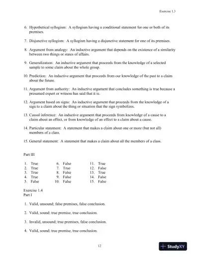 Solution Manual for Logic: The Essentials, 1st Edition - Page 13 preview image