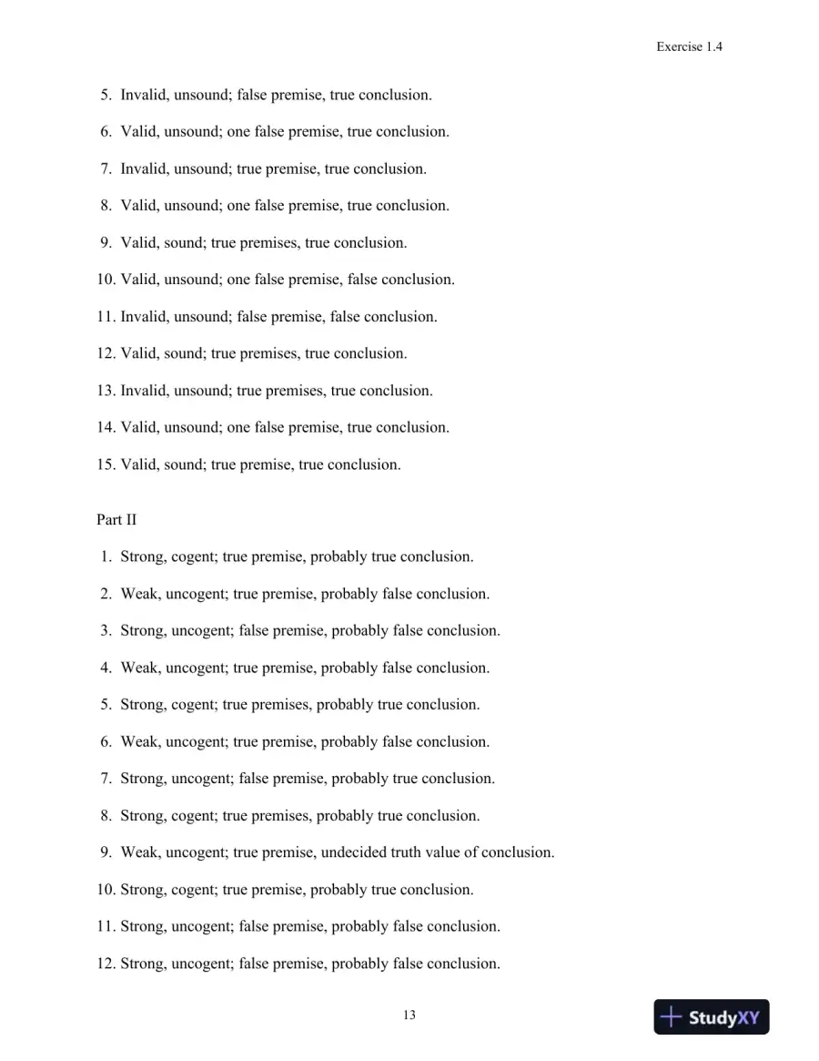 Solution Manual for Logic: The Essentials, 1st Edition, page 14