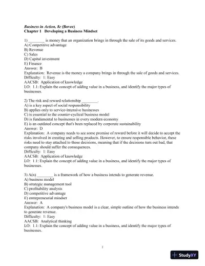 Test Bank for Business in Action , 8th Edition - Page 1 preview image