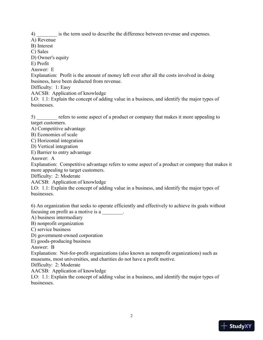 Test Bank for Business in Action , 8th Edition, page 3