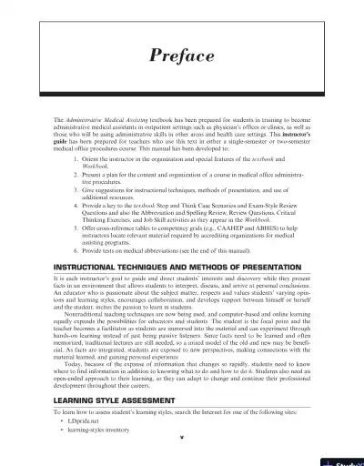 Solution Manual For Administrative Medical Assisting, 8th Edition - Page 5 preview image