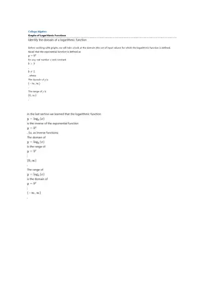 Graphs of Logarithmic Functions - Page 1 preview image