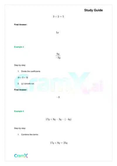 Algebra I – Monomials Polynomials and Factoring - Page 3 preview image