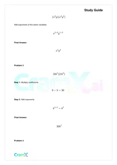 Algebra I – Monomials Polynomials and Factoring - Page 6 preview image
