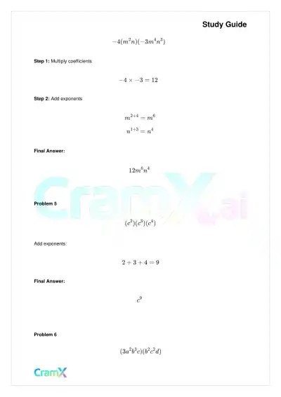 Algebra I – Monomials Polynomials and Factoring - Page 7 preview image