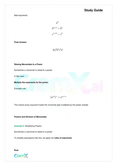 Algebra I – Monomials Polynomials and Factoring - Page 8 preview image