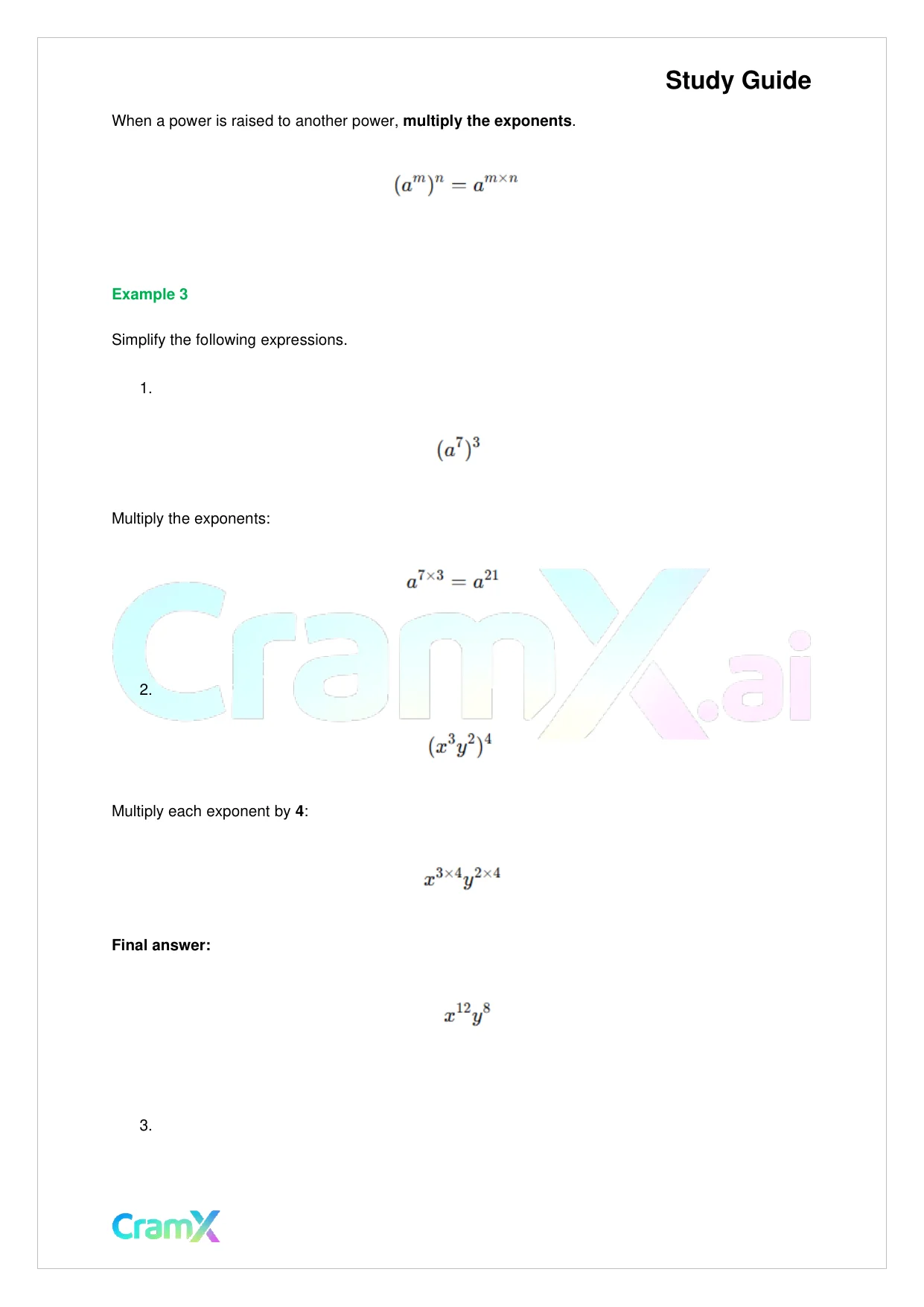 Algebra I – Monomials Polynomials and Factoring - Page 9 preview image