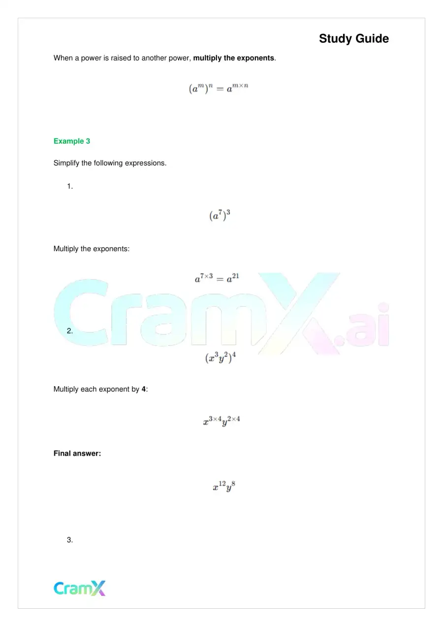 Algebra I – Monomials Polynomials and Factoring, page 9