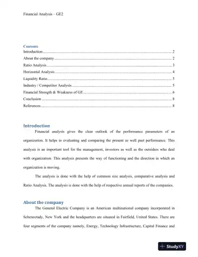 Financial Analysis of General Electric: Performance Evaluation and Investment Prospects - Page 3 preview image