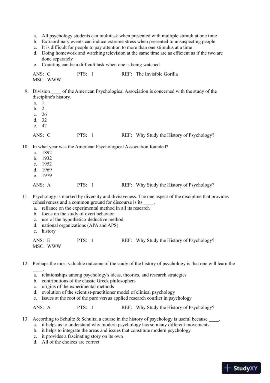 A History Of Modern Psychology, 10th Edition Test Bank, page 5