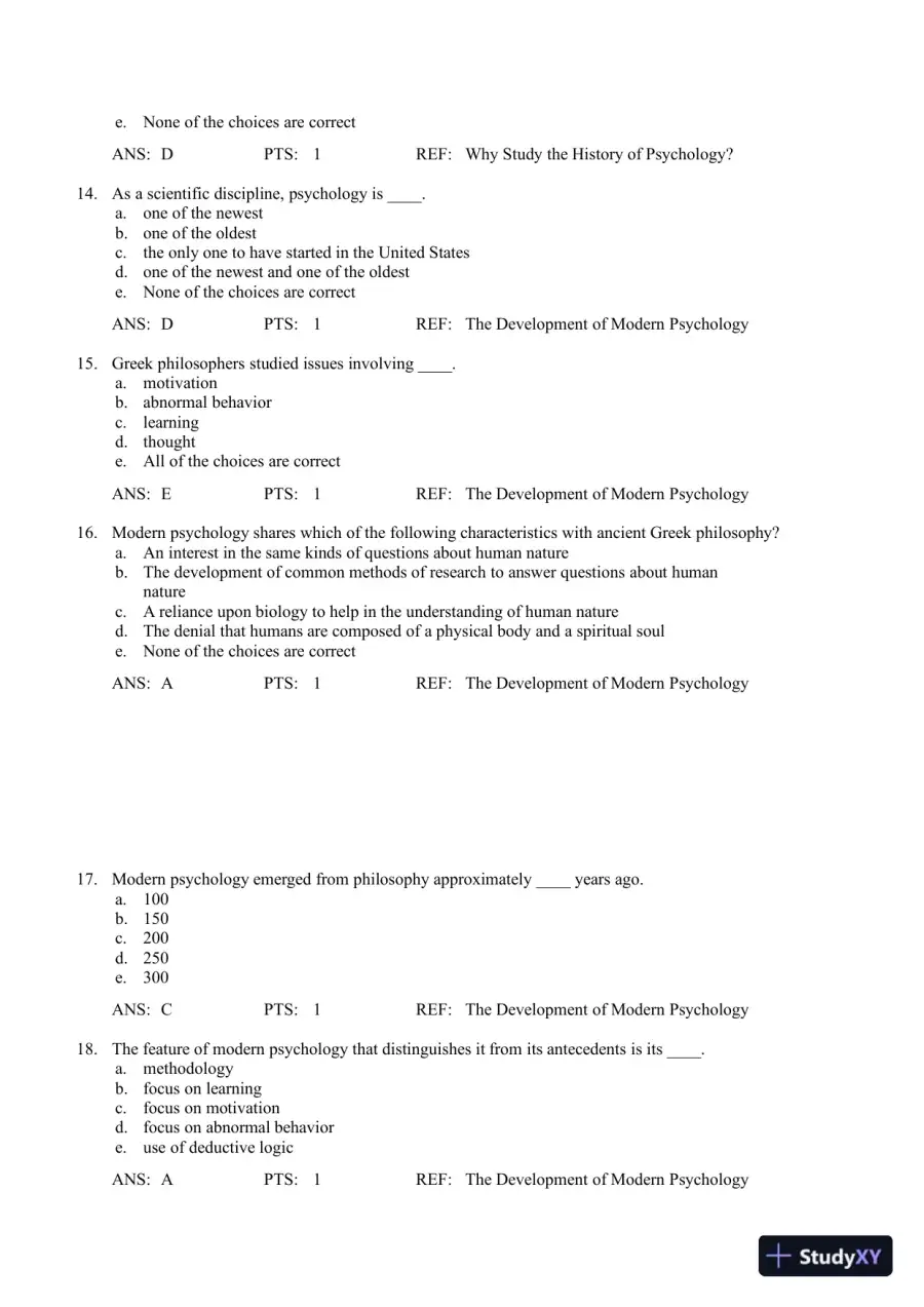A History Of Modern Psychology, 10th Edition Test Bank, page 6