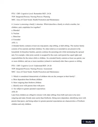 Test Bank For Wong's Essentials Of Pediatric Nursing, 9th Edition - Page 15 preview image