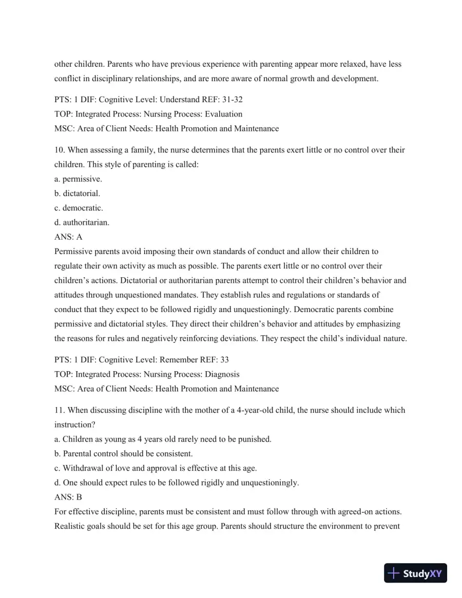 Test Bank For Wong's Essentials Of Pediatric Nursing, 9th Edition, page 18