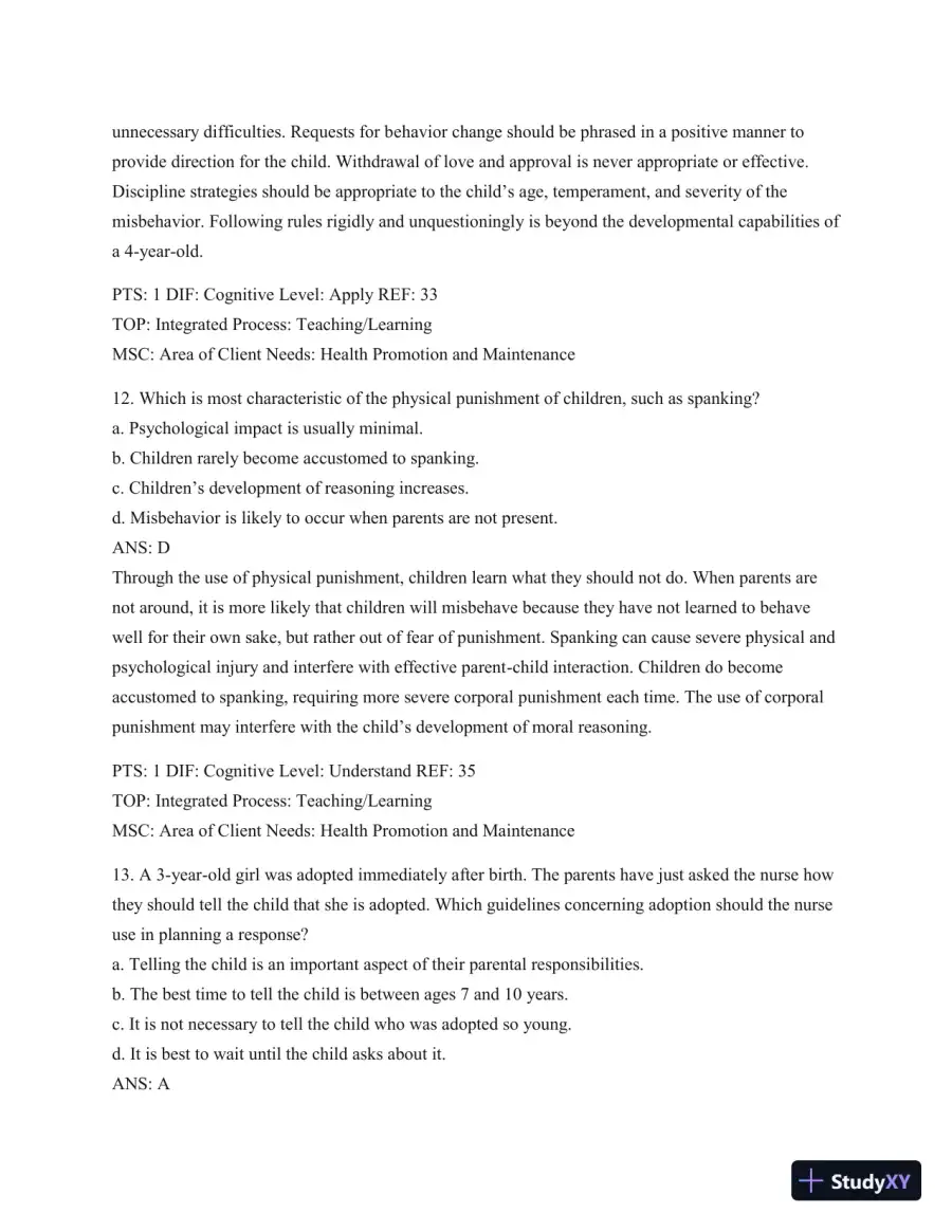 Test Bank For Wong's Essentials Of Pediatric Nursing, 9th Edition, page 19