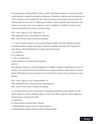 Test Bank For Wong's Essentials Of Pediatric Nursing, 9th Edition - Page 29 preview image