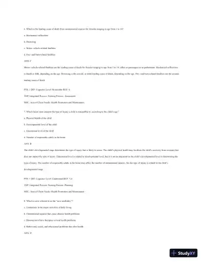 Test Bank For Wong's Essentials Of Pediatric Nursing, 9th Edition - Page 4 preview image