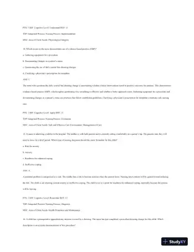 Test Bank For Wong's Essentials Of Pediatric Nursing, 9th Edition - Page 7 preview image