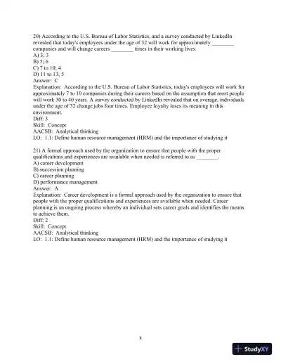 Test Bank for Human Resource Management, 15th Edition - Page 10 preview image