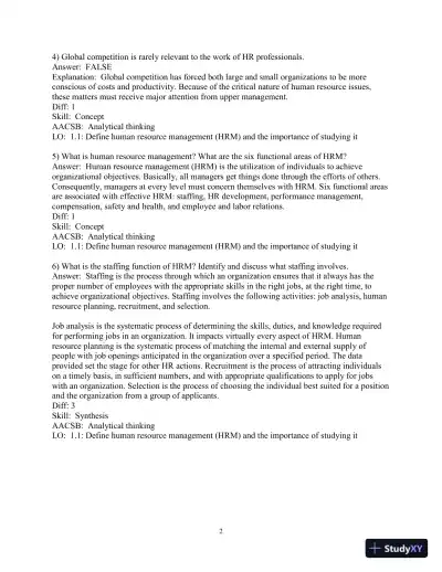 Test Bank for Human Resource Management, 15th Edition - Page 4 preview image