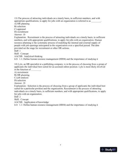 Test Bank for Human Resource Management, 15th Edition - Page 7 preview image