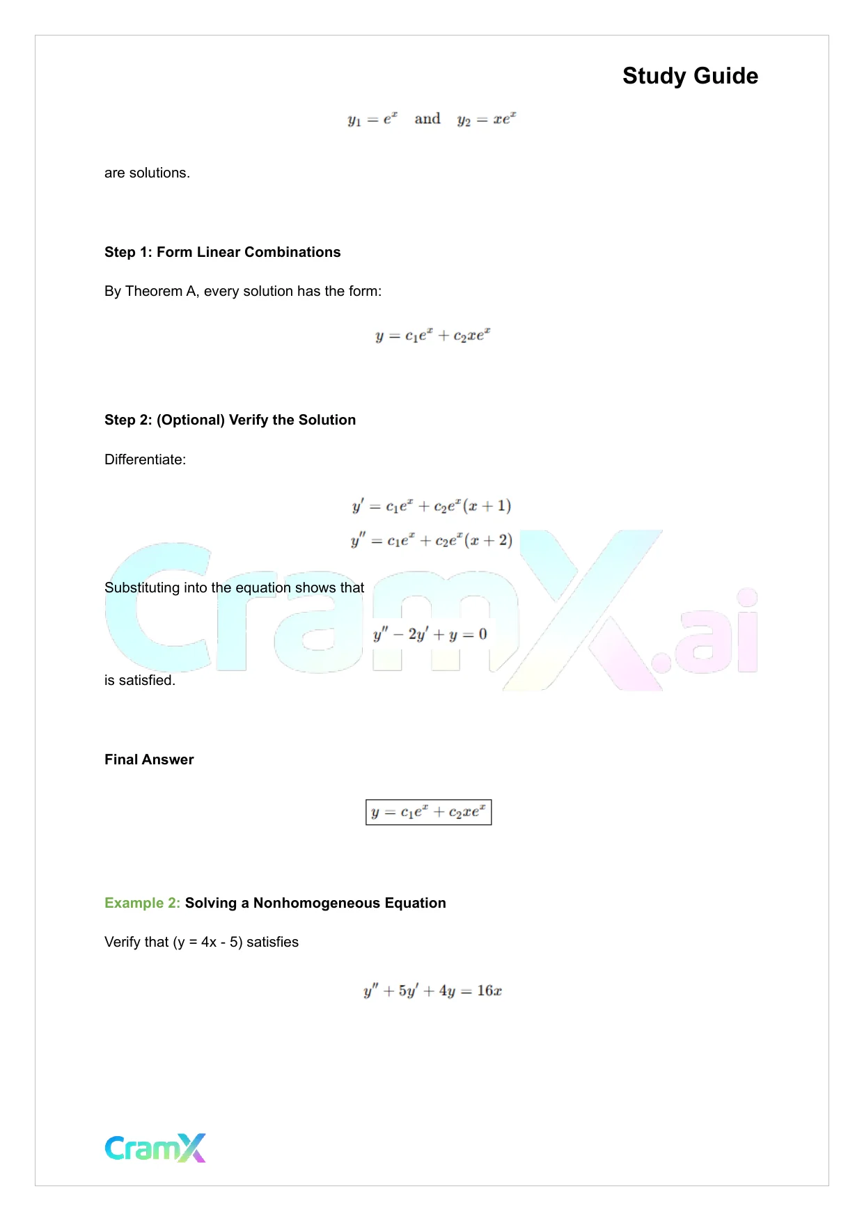 Differential Equations - Second-Order Equations - Page 3 preview image