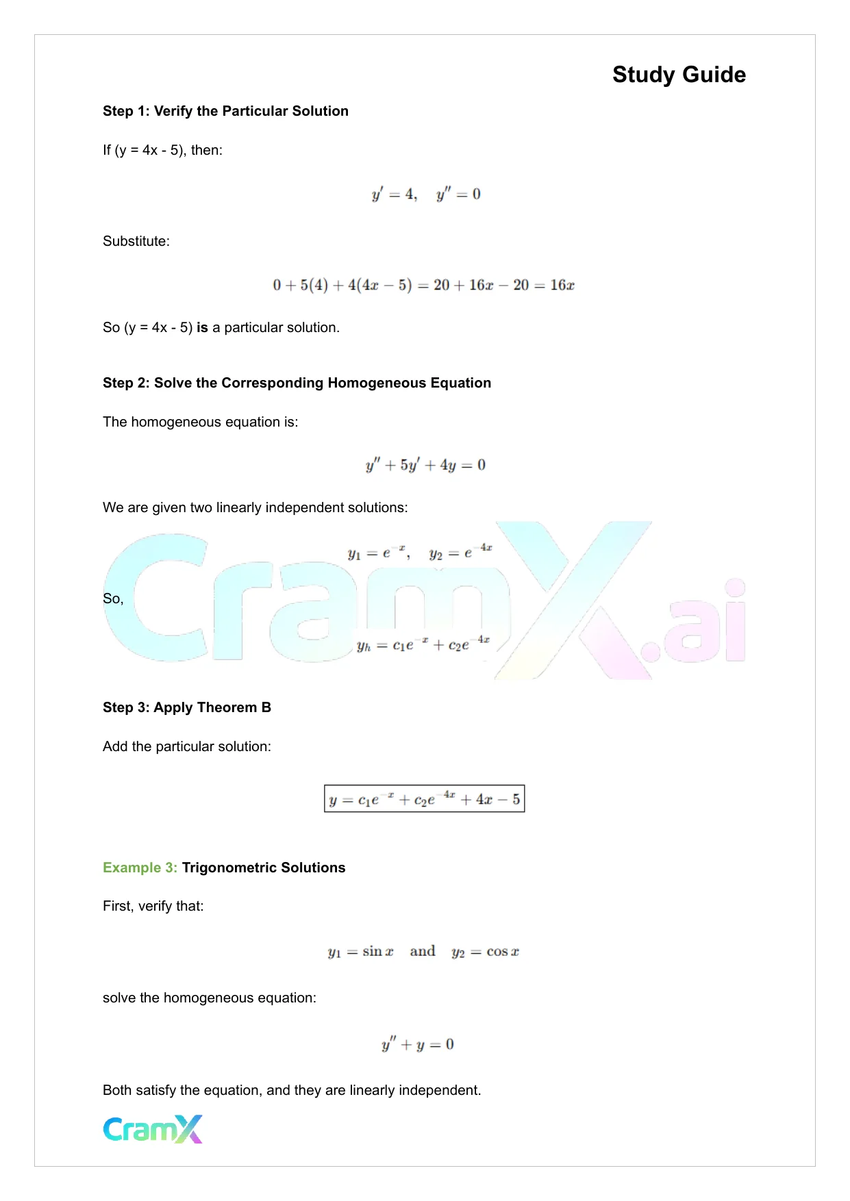 Differential Equations - Second-Order Equations - Page 4 preview image