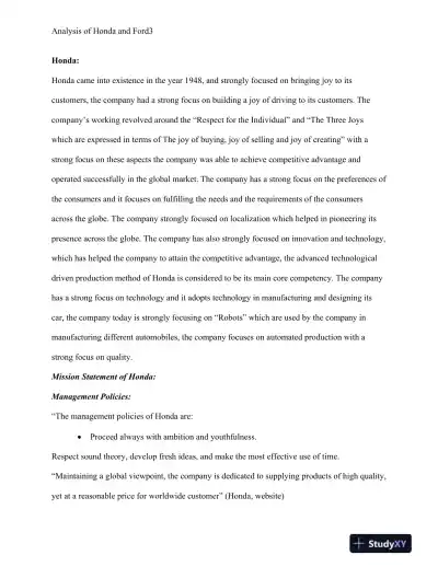 Analysis of Honda and Ford - Page 4 preview image