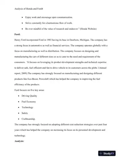 Analysis of Honda and Ford - Page 5 preview image
