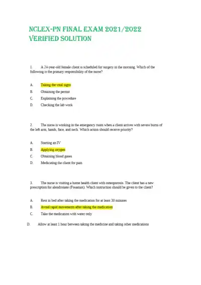 NCLEX-PN Final Exam - Page 1 preview image