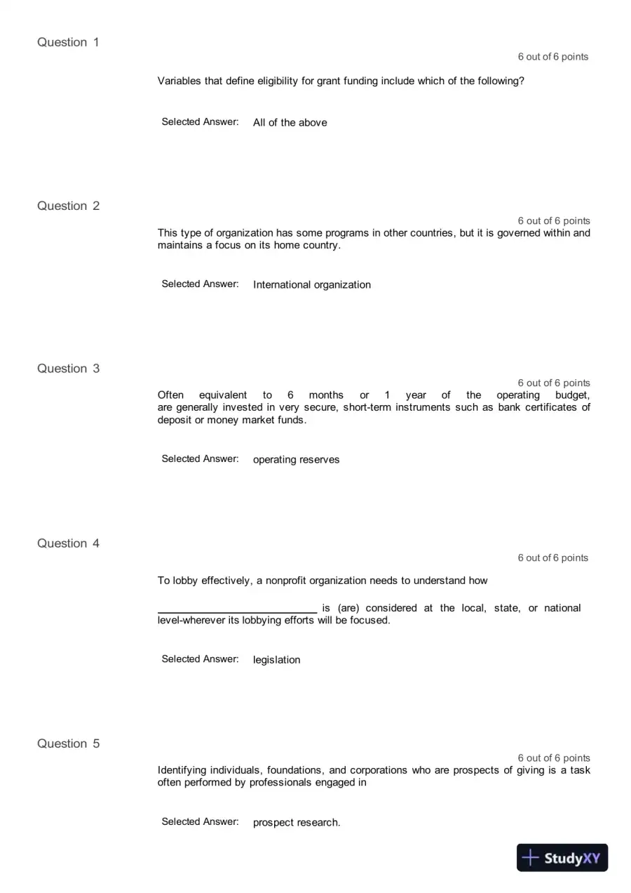Liberty University BUSI 409 Final Exam Complete Solution Correct Answer Key, page 4