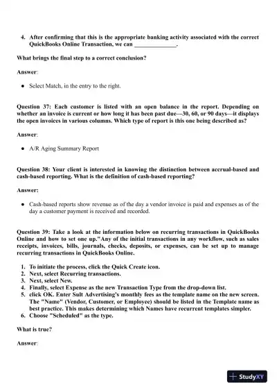 QuickBooks Accounts Certification Exam With Answers (163 Solved Questions) - Page 11 preview image
