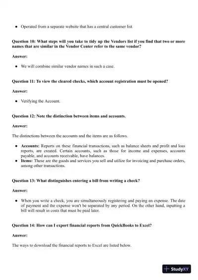 QuickBooks Accounts Certification Exam With Answers (163 Solved Questions) - Page 4 preview image