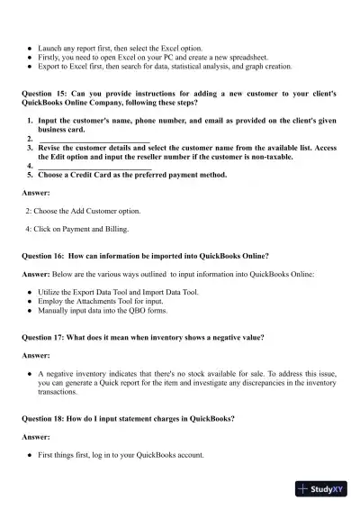 QuickBooks Accounts Certification Exam With Answers (163 Solved Questions) - Page 5 preview image
