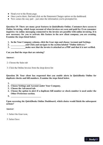 QuickBooks Accounts Certification Exam With Answers (163 Solved Questions) - Page 6 preview image
