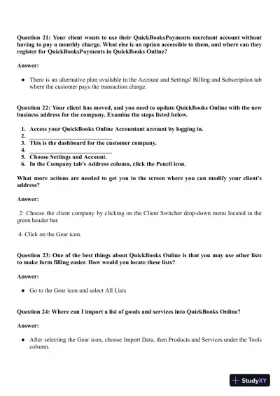 QuickBooks Accounts Certification Exam With Answers (163 Solved Questions) - Page 7 preview image