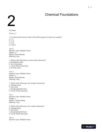 Molecular Cell Biology Eighth Edition Test Bank - Page 1 preview image