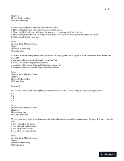Molecular Cell Biology Eighth Edition Test Bank - Page 6 preview image