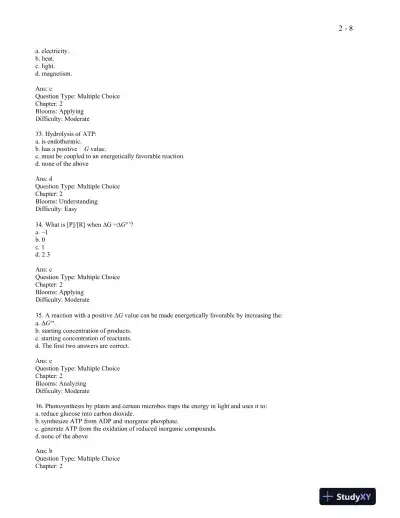 Molecular Cell Biology Eighth Edition Test Bank - Page 9 preview image